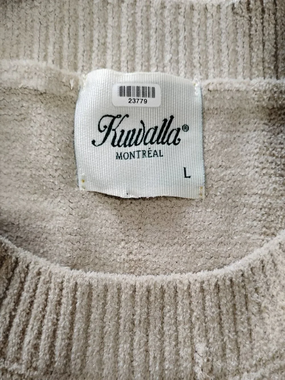Kuwalla Beige Textured Knit Crewneck Sweater